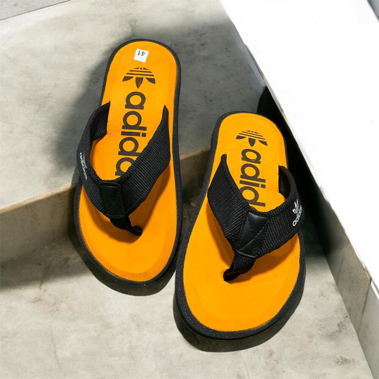 Yellow Adidas Flip Flop Slides