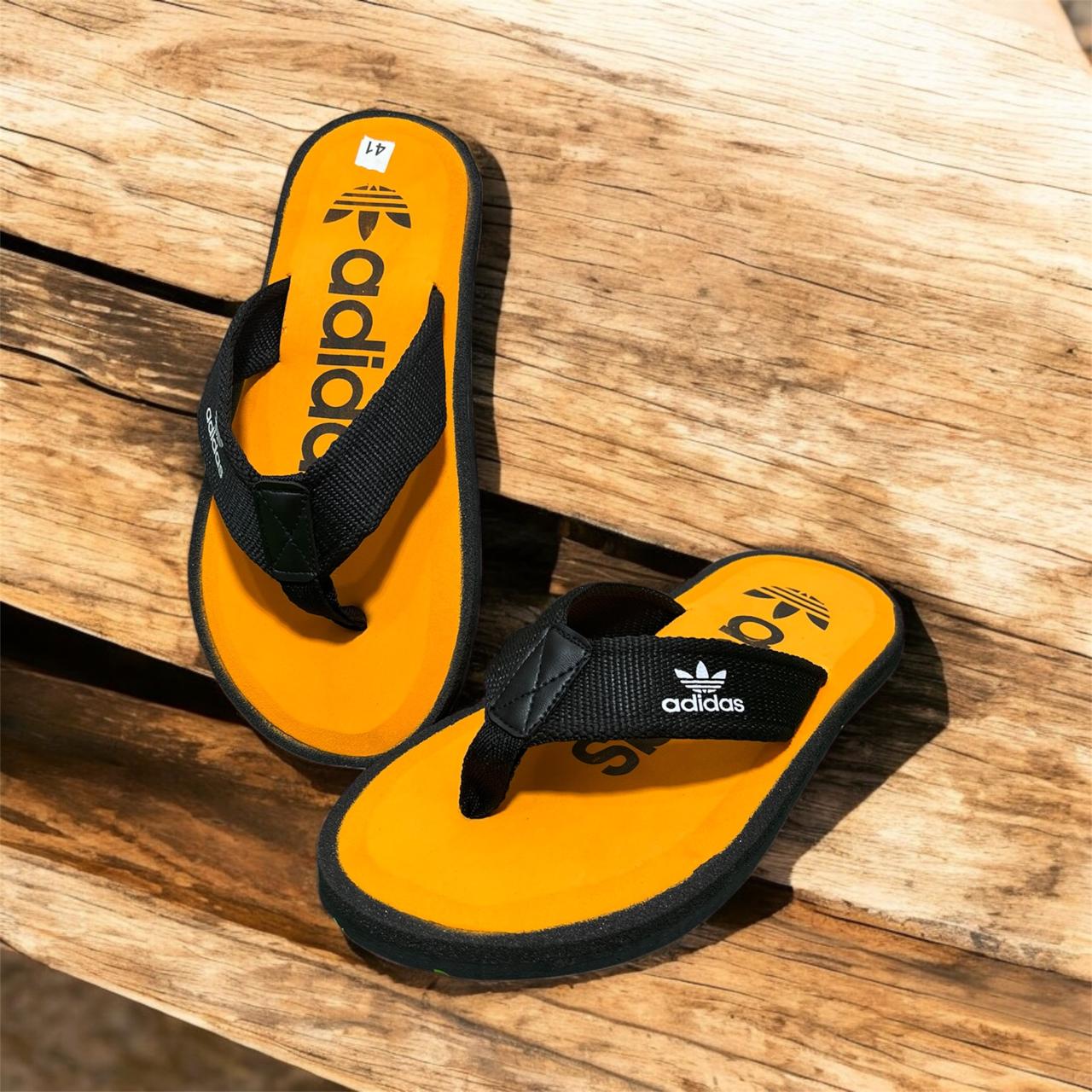 Yellow Adidas Flip Flop Slides