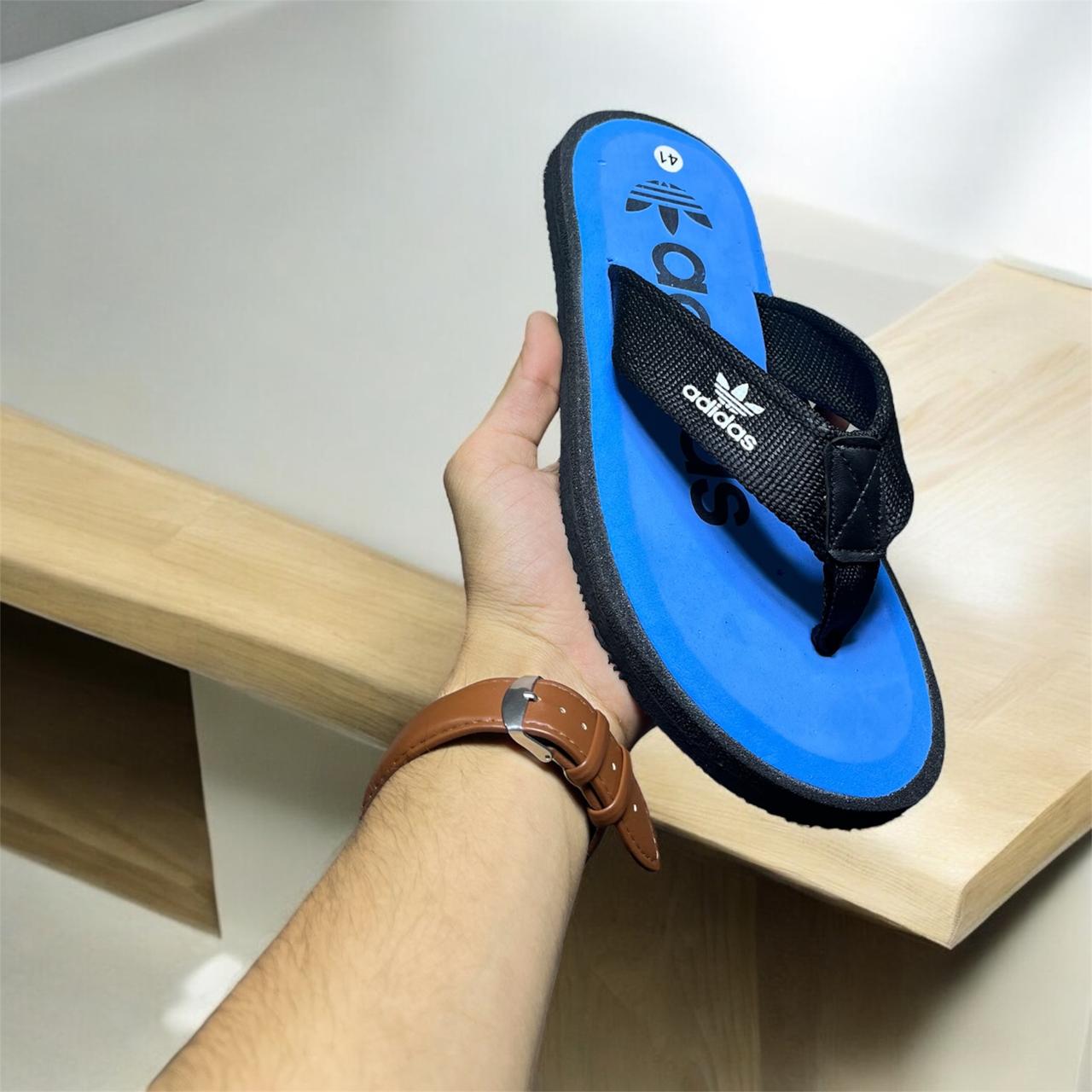 Blue Adidas Flip Flop Slides